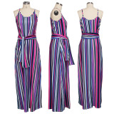 EVE Colorful Stripe Spaghetti Strap Loose Maxi Dress SMR-9624