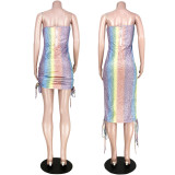 EVE Multicolor Glitter Nightclub Suspender Dress Two Ways To Wear ASL-6277