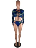 EVE Plus Size Floral Print Lace Up 2 Piece Bikini Sets LP-6200