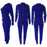 EVE Solid Zipper Hoodies Tight Pants Two Piece Sets XMY-9179