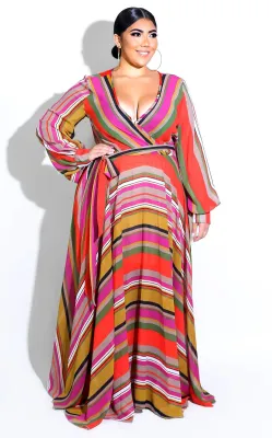 EVE Plus Size 6XL Floral Print V Neck Bohemia Maxi Dress XMY-9026