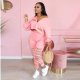 EVE Fashion Casual Solid Color Long Sleeves Long Pants Suits DAI-8253