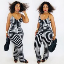 EVE Plus Size 4XL Sexy Stripe Suspenders Jumpsuits LM-8162