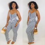 EVE Plus Size 4XL Sexy Stripe Suspenders Jumpsuits LM-8162