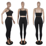 EVE Solid Cami Tops Tight Pants Fitness Two Piece Sets SHD-9285