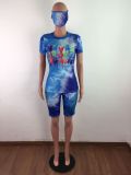 EVE Fashion Tie-dye Sports Two Piece Set (including mask) LX-2075
