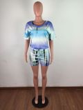 EVE Fashion Tie-dye Casual Two Piece Suit Without Mask LX-6871