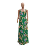 EVE Sexy Printed Spaghetti Strap Maxi Dress Without Mask TR-1053