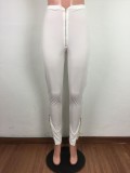Solid High Waist Zipper Skinny Long Sweatpants LA-3190