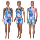 EVE Fashion Sports Tie-dye Shorts Sleeveless Two Piece Set ML-7346