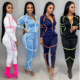 EVE Casual Tracksuit Patchwork Long Sleeve 2 Piece Pants Set SFY-145