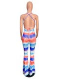 EVE Tie Dye Print Strappy Backless Jumpsuits QZX-6140