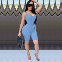 EVE Solid Sleeveless Sexy Bodycon Rompers HM-6331
