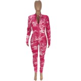 EVE Long Sleeve Tie-dyed Sports Casual Long Jumpsuit With Mask AWN-5101