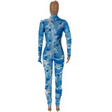 EVE Long Sleeve Tie-dyed Sports Casual Long Jumpsuit With Mask AWN-5101