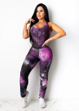 EVE Tie Dye Print Sleeveless Backless Skinny Jumpsuits CHY-1245