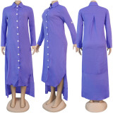 EVE Plus Size 4XL Simple Loose Casual Solid Color Long Shirt Dress SFY-104-1