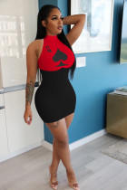 EVE Poker Print Sleeveless Mini Bodycon Dress MIL-138