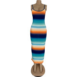 EVE Plus Size Tie Dye Long Slip Dress With Headscarf FNN-8515