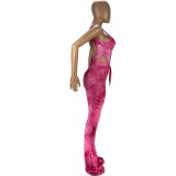 EVE Tie Dye Bodysuit And Stacked Pants Two Piece Suits AWN-5102