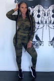 EVE Camo Print Long Sleeve Tight Two Piece Pants Set BMF-115