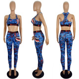 EVE Sexy Tank Top And Pants Fitness Two Piece Sets LSL-8049