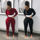 EVE Casual Ribbed Long Sleeve Two Piece Pants Set LM-8172