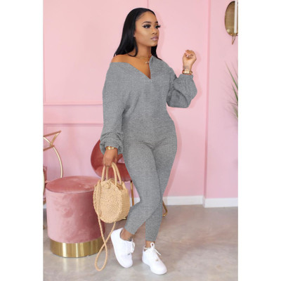 EVE Solid Long Sleeve One Piece Jumpsuits ARM-8219