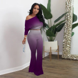 EVE Gradient Long Sleeve Flared Pants 2 Piece Sets YIM-136