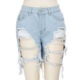 EVE Plus Size Denim Ripped Holes Jeans Shorts HSF-2296