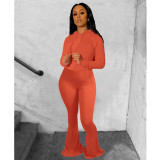 EVE Solid Hooded Flared Pants Two Piece Sets IV-8120