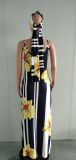 Floral Print Maxi Slip Dress With Headscarf NK-8567