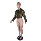 EVE Camo Reflective Strip Sequined Short Coat YM-9236