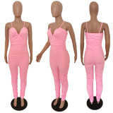EVE Sexy Strap Club Party Ruched Stacked Bodycon Jumpsuit MUL-118
