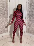 EVE Sexy Striped Long Sleeve Skinny Jumpsuits MX-1151