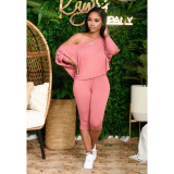 EVE Solid Oblique Collar Cropped Pants Two Piece Sets YIM-139
