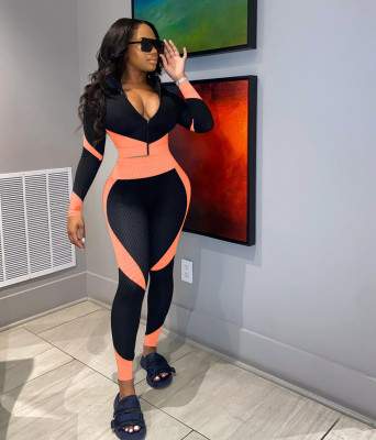 Plus Size Casual Long Sleeves Fitness Two Piece Sets OYF-8220
