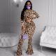 EVE Leopard Long Sleeve Flared Pants 2 Piece Sets Without Mask SMF-8026