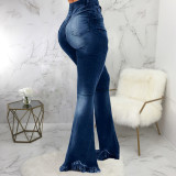 EVE Plus Size Denim Ripped Hole Skinny Flared Jeans HSF-2318