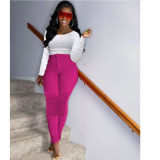 EVE Solid Long Sleeve T Shirt Pants Two Piece Sets YIY-5212