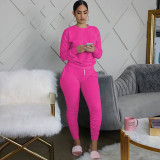 EVE Solid Long Sleeve Ruched Pants Two Piece Sets MIL-168