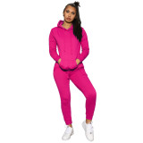 EVE Solid Long Sleeve Hoodies Two Piece Sets IV-8131