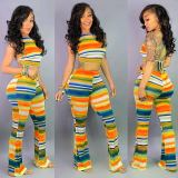 EVE Sexy Striped Cami Top And Pants Two Piece Sets DMF-8063