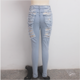 EVE Broken Hole High Waist Denim Jeans HSF-2080