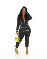 EVE Casual Sporty Hooded Zipper Two Piece Pants Set LSL-6373-1