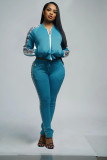 EVE Fashion Splice Solid Color Zipper Long Sleeve Top And Pants Casual Sports Set SFY-165