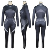 Casual Printed Long Sleeve Fitness Two Piece Sets TE-4078