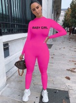 EVE Solid Color Casual Long Sleeve Letter Sporty Jumpsuit QZX-6162