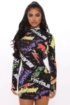 EVE Sexy Print Slim Fit Long Sleeve Dress FNN-8532