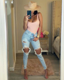 EVE Casual Denim Ripped Hole Jeans Pants TR-1070